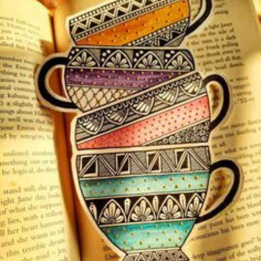 Tea Lovers Madhubani Handpainted Bookmark